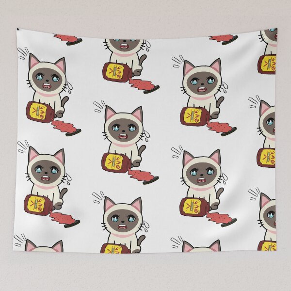 Item preview, Cute Siamese cat Spilled BBQ Sauce designed and sold by Pet Station.