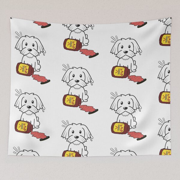 Item preview, Cute White Dog Spilled BBQ Sauce designed and sold by Pet Station.