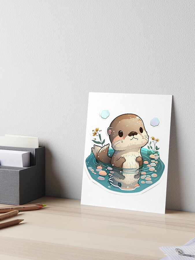 The Mini Otter playing with water Art Board Print for Sale by