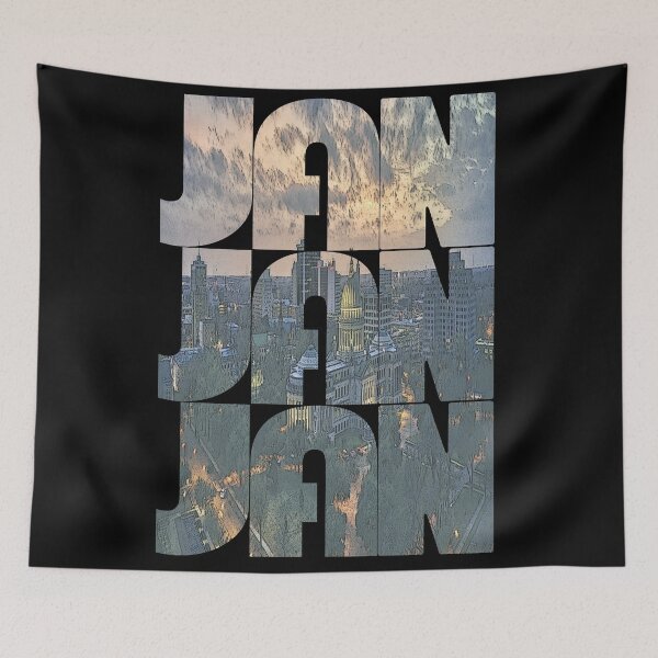 Item preview, Jackson, Mississippi JAN Sunset Cityscape Repeating Pattern designed and sold by CrabbyLobster.