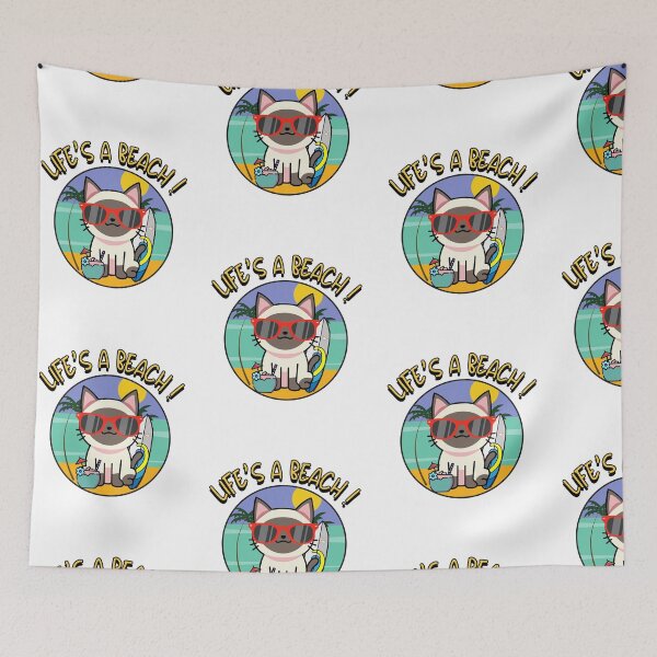 Item preview, Funny Siamese cat on the beach designed and sold by Pet Station.