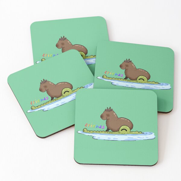 Item preview, Illustration for best friends. Funny capybara and crocodile sticker. Unusual friends. designed and sold by MinOriCozyShop.