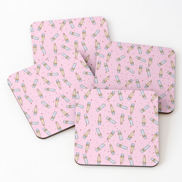 Item preview, Lipsticks and dots pattern on pink background  designed and sold by ChateauMargot.