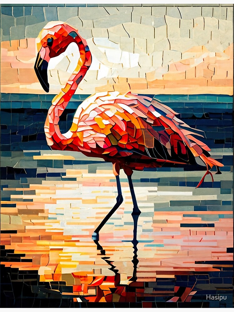 Flamingo With High Leather Boots And Mask Canvas Painting Modern