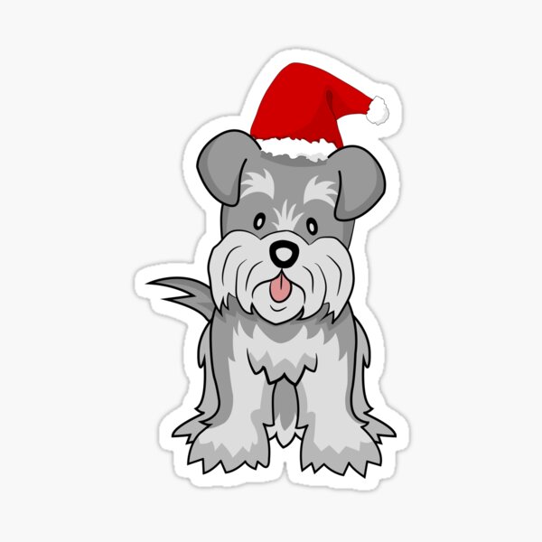 Christmas Schnauzer hat merry lover santa puppy dog terrier ratter snauzer schnauser xmas Navidad holiday funny gift Santa Sticker