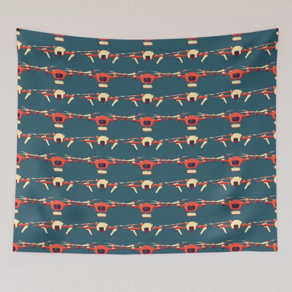 Item preview, Red and White Drone Pattern on Dark Blue Background designed and sold by Aaron2610.