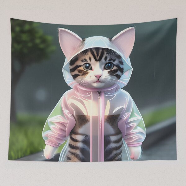 Item preview, cat with a raincoat - Modern digital art designed and sold by Ai-michiart.