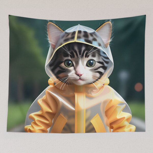 Item preview, cat with a raincoat - Modern digital art designed and sold by Ai-michiart.