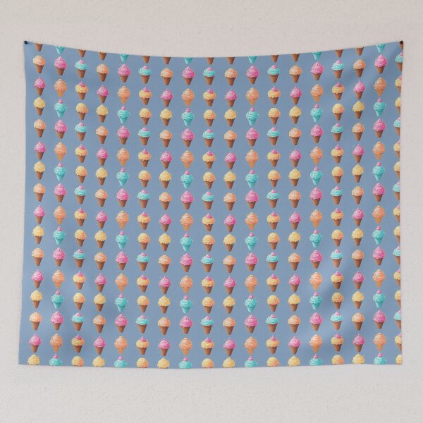 Item preview, Colorful Ice cream cones on Blue Background designed and sold by Aaron2610.