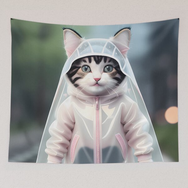 Item preview, cat with a raincoat - Modern digital art designed and sold by Ai-michiart.