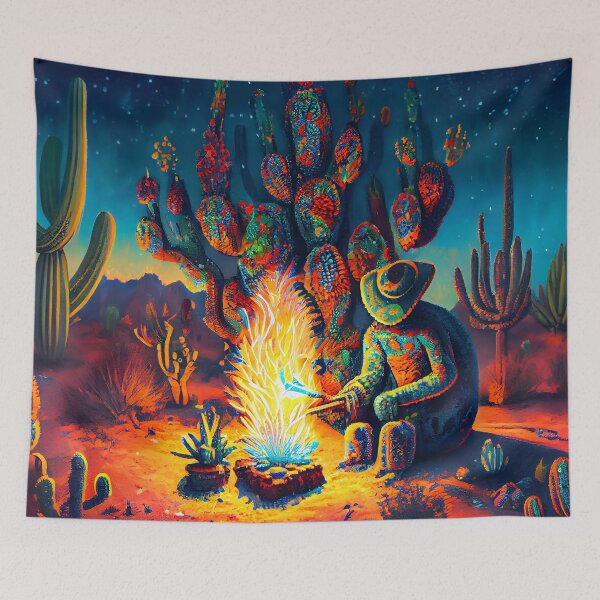 Item preview, 'Cactus Ceremony' Wachuma San Pedro Peyote Grandfather Fire Late Night Mescaline Scene designed and sold by ga-arts.