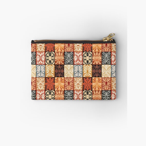 Aperçu de l'œuvre Tuiles vectorielles colorées avec des motifs floraux en orange, noir et bleu créée et vendue par DAHAS.