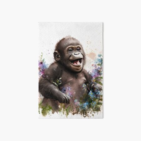 Baby Gorilla Watercolor Art, Safari Nursery Decor