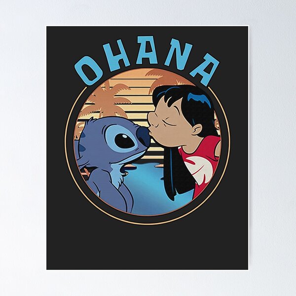 Stitch Ohana Poster Stitch Print Wall Decor Lilo and Stitch Poster V185 