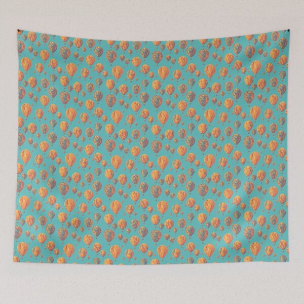 Item preview, Vibrant Orange and Teal Geometric Hot Air Balloons on Blue Background designed and sold by Aaron2610.