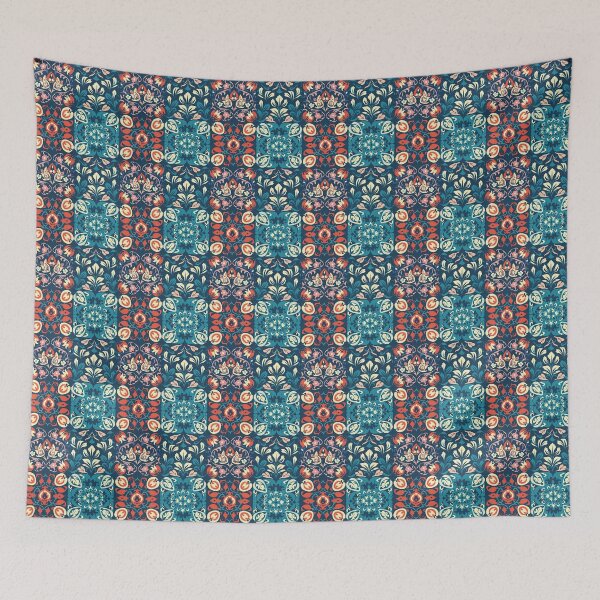 Item preview, Colorful vector tiles with floral designs in red and blue designed and sold by DAHAS.