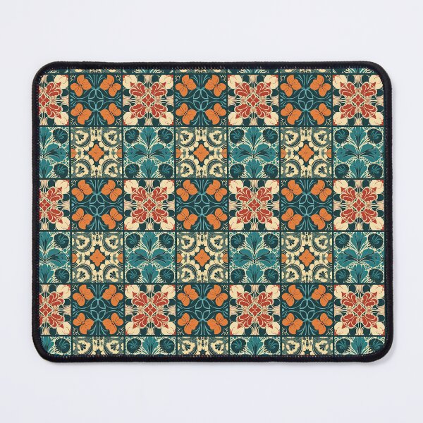 Item preview, Colorful vector tiles with floral designs in orange and green designed and sold by DAHAS.