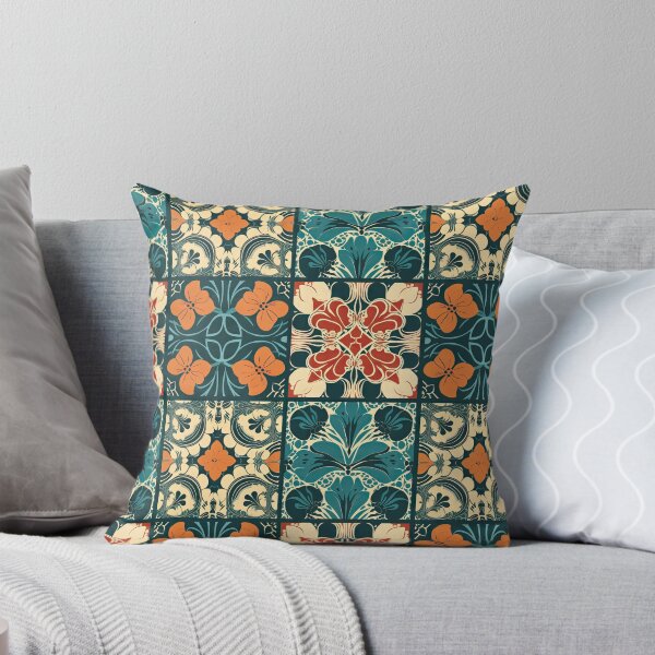 Item preview, Colorful vector tiles with floral designs in orange and green designed and sold by DAHAS.