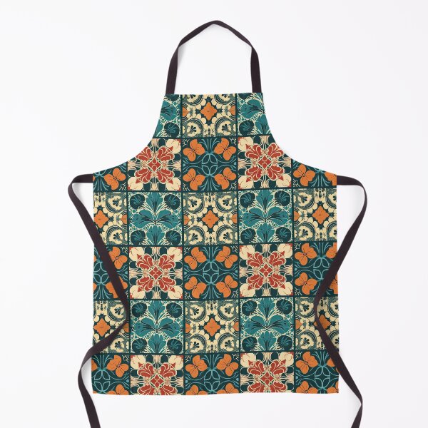 Item preview, Colorful vector tiles with floral designs in orange and green designed and sold by DAHAS.