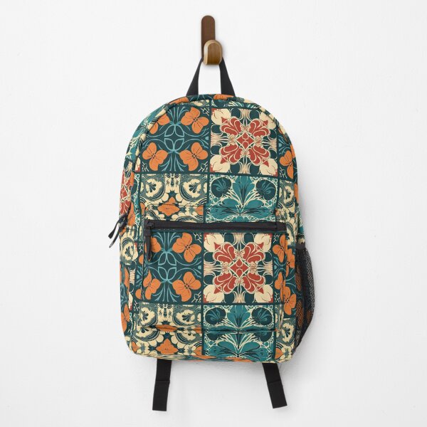 Item preview, Colorful vector tiles with floral designs in orange and green designed and sold by DAHAS.