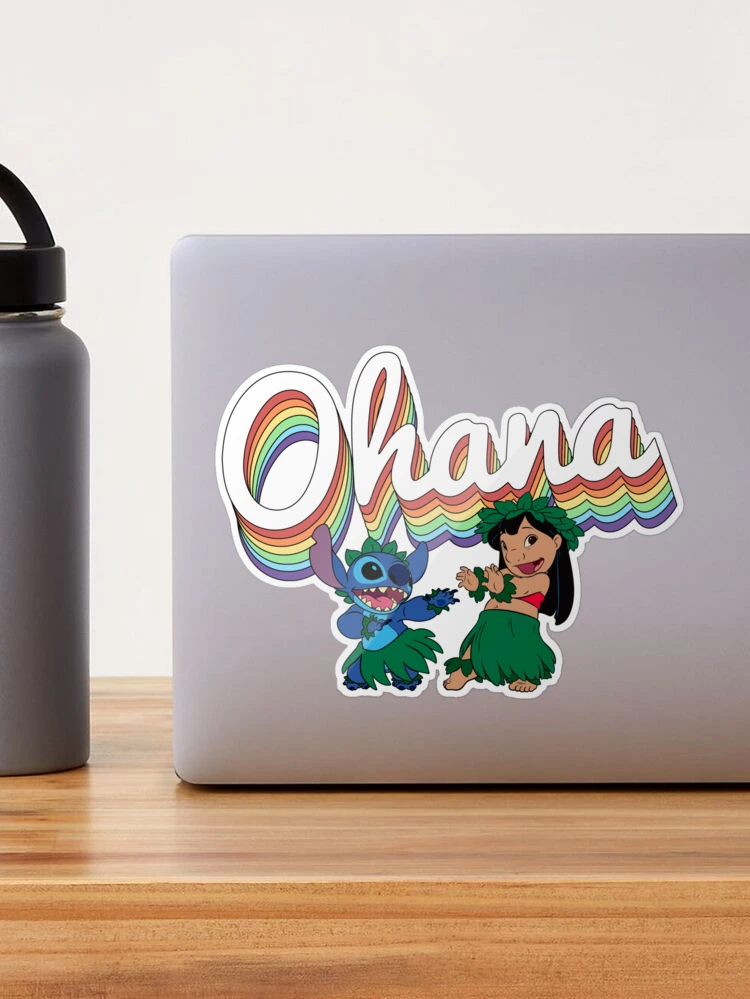 Stitch, Ohana Means Family - Rainbow Stainless Steel Water Bottle