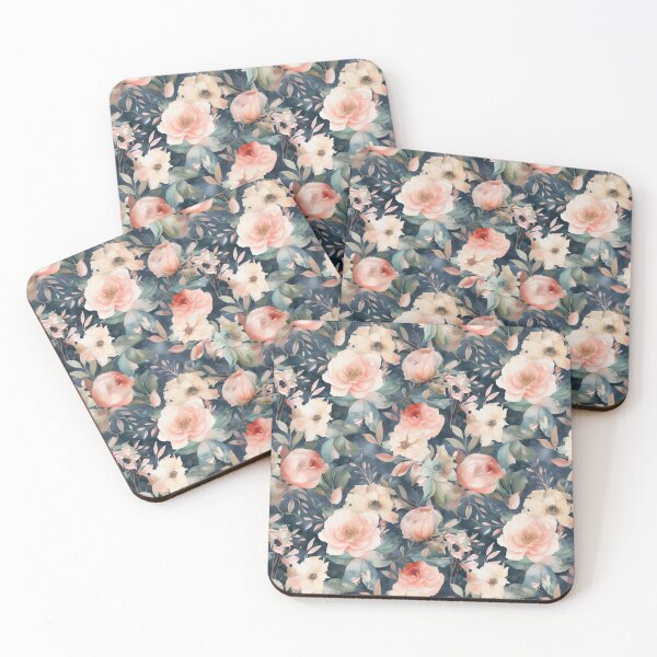 Item preview, Watercolor Floral roses on bluish background designed and sold by JoyfulNymph.