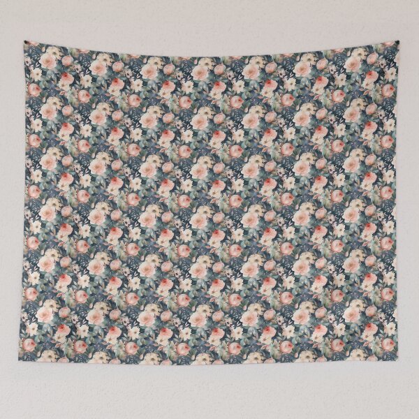 Item preview, Watercolor Floral roses on bluish background designed and sold by JoyfulNymph.
