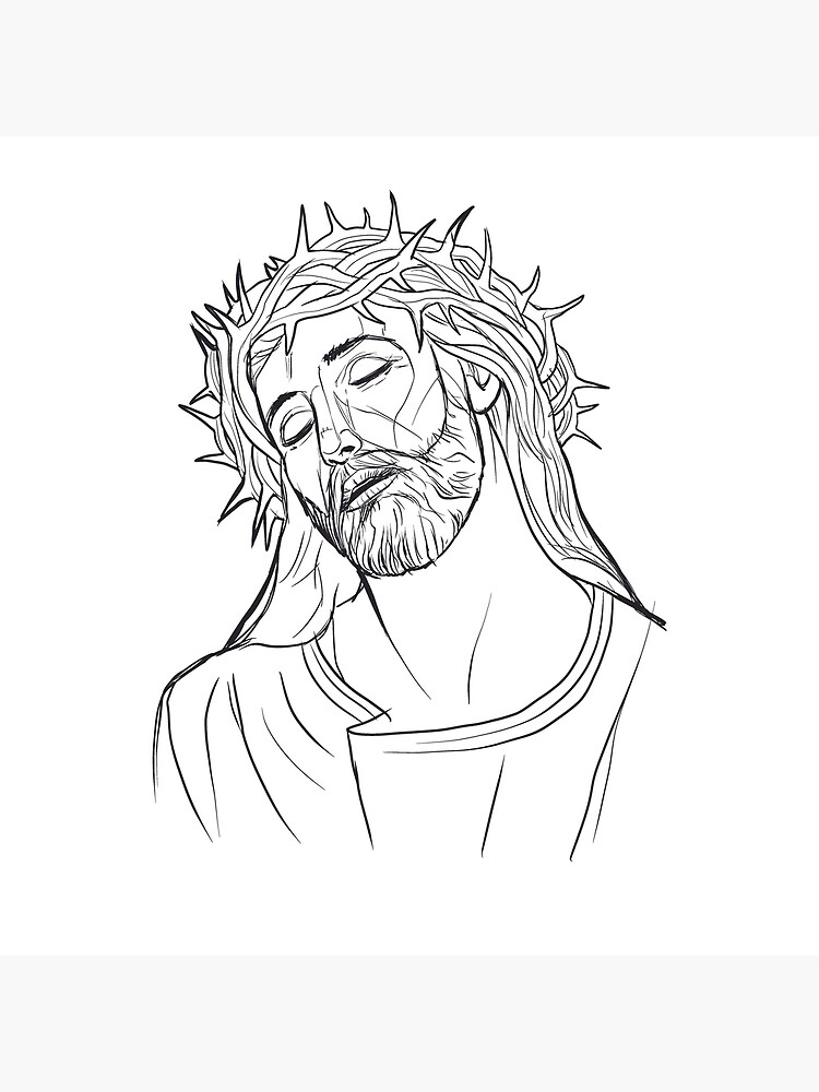 Face of the lord jesus sketch drawing Royalty Free Vector
