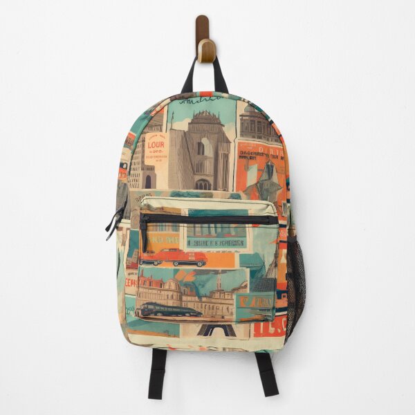 Item preview, Vintage-Inspired Retro Travel Patterns with US and German Landmarks designed and sold by Juuskus.