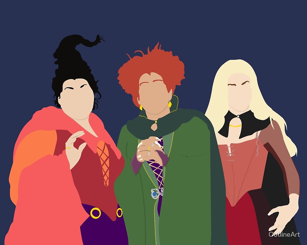 "Sanderson Sisters" by OutlineArt Redbubble