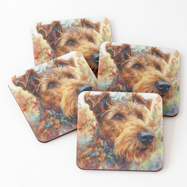 Aperçu de l'œuvre Floral Airedale Terrier Chien Pop Art 4 créée et vendue par DiatomDesigns.