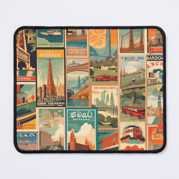 Item preview,  Vintage-Inspired Retro Travel Map Patterns with US and German Landmarks designed and sold by Juuskus.