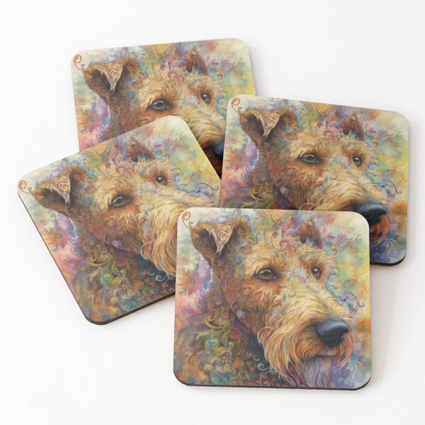 Aperçu de l'œuvre Floral Airedale Terrier Chien Pop Art 5 créée et vendue par DiatomDesigns.
