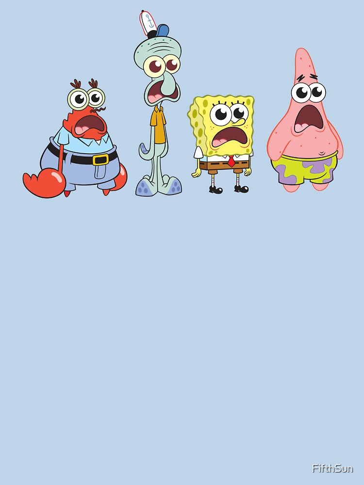 Thumbnail 7 of 7, Classic T-Shirt, SpongeBob SquarePants Cast Group Stare designed and sold by FifthSun.