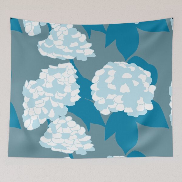 Item preview, Blue and white hydrangea gray blue background designed and sold by GENEST-V.