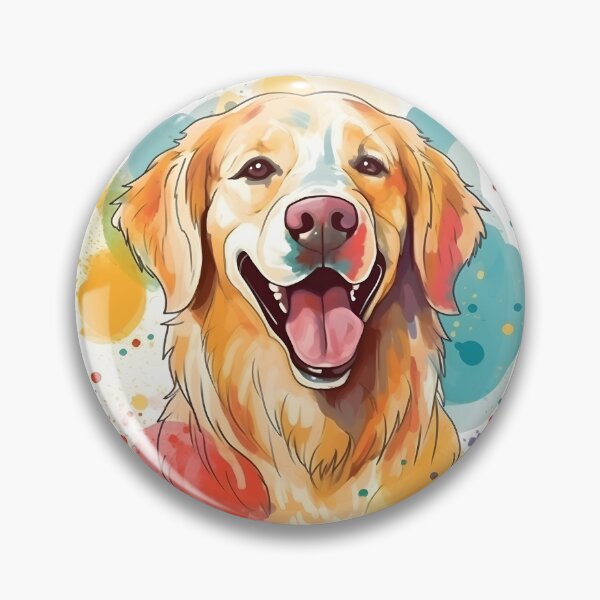 Item preview, Golden Retriever Colorful Head - Minimalist Turquoise Yellow Red Background Design designed and sold by Andre  Frosch.
