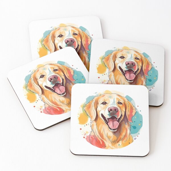 Item preview, Golden Retriever Colorful Head - Minimalist Turquoise Yellow Red Background Design designed and sold by Andre  Frosch.