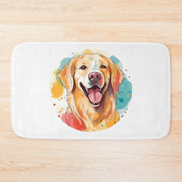 Item preview, Golden Retriever Colorful Head - Minimalist Turquoise Yellow Red Background Design designed and sold by Andre  Frosch.