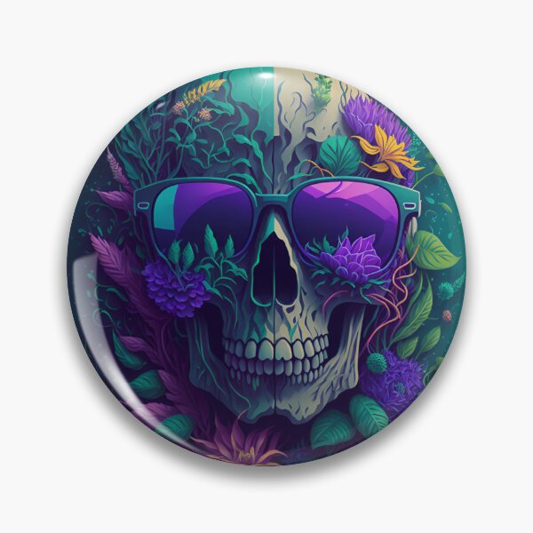 Item preview, Cool Chill Colourfull Skull with headphones on flower background designed and sold by PhotoArtMC.