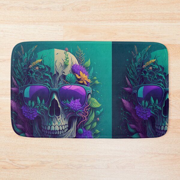 Item preview, Cool Chill Colourfull Skull with headphones on flower background designed and sold by PhotoArtMC.