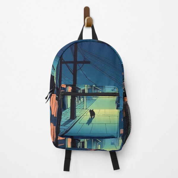 Item preview, Hiroshi Nagai Abstrakt Inspired Illustration of a lonely street with cat designed and sold by CremisArt.