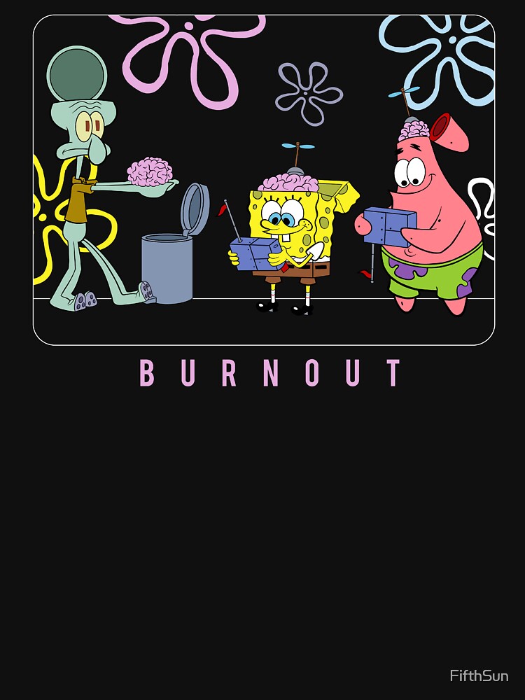 SpongeBob SquarePants Burnout Brain Humor Meme Pullover Hoodie