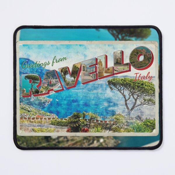 Aperçu de l'œuvre Salutations de Ravello en Italie Souvenir rétro de style vintage créée et vendue par DeveloperProp0.