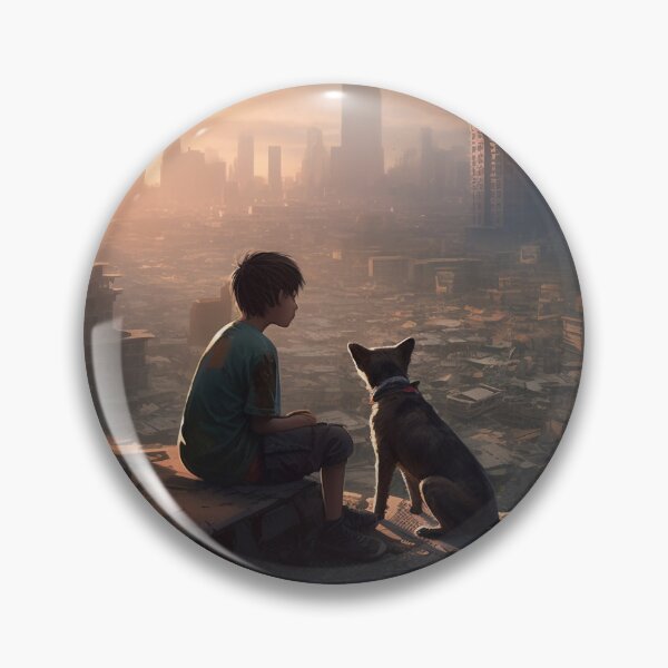 Item preview, Boy and dog in front of the rubble of civilization designed and sold by Cametostay.