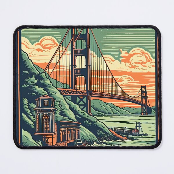 Item preview, Retro Travel Line Art Illustrations featuring the Golden Gate Bridge designed and sold by Juuskus.