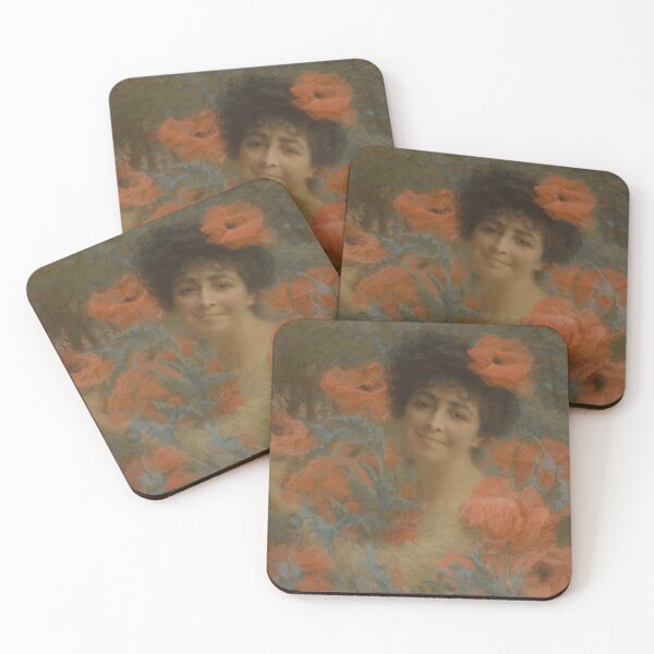 Item preview, Lucien Lévy-Dhurmer Femme entourée de fleurs designed and sold by NouveauEra.