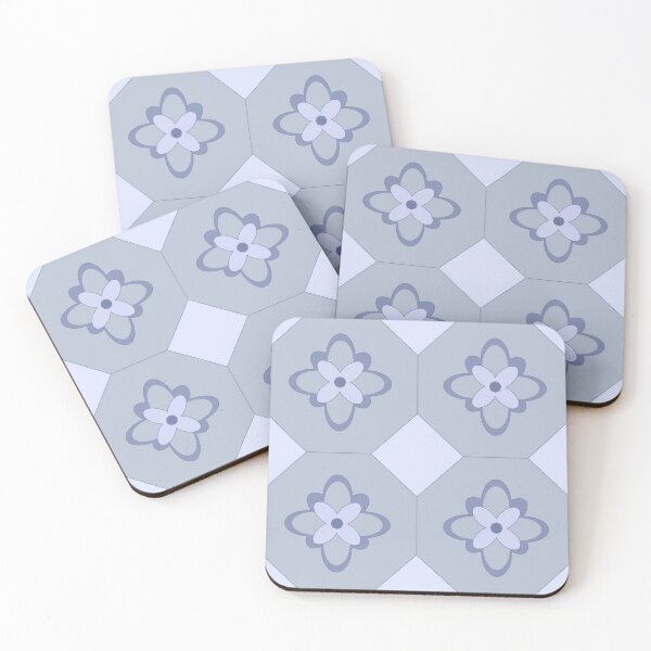 Item preview, Octagon Formal Flower Grey Blue Repeat 5748 designed and sold by Art in My Loft.