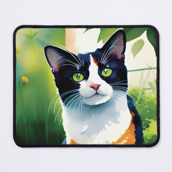 Item preview, Cute Watercolor Cat and Green Plants designed and sold by FriskyLemur.