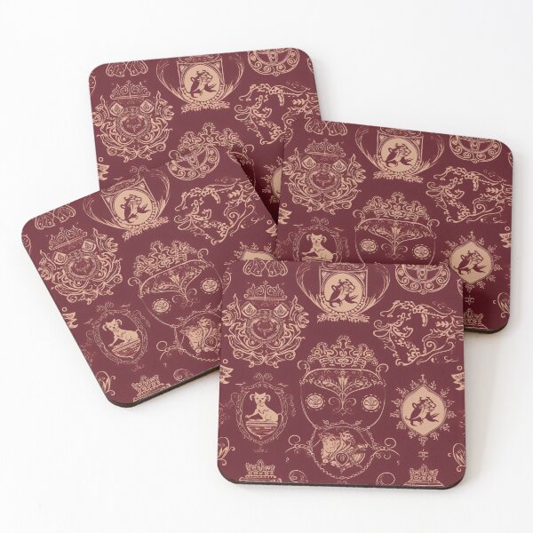 Item preview, Burgundy Heraldic Pattern Design with Animal Accents (Dogs and Frogs) designed and sold by Juuskus.