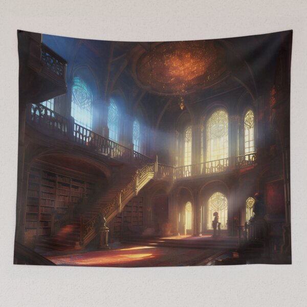 Item preview, Enchanted Knowledge: Exploring the Grand Library of the Castle Interior designed and sold by oanaunciuleanu.